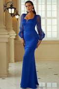 Queen Anne Long Sleeve Mermaid Formal Dress