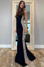 Charming Mermaid V Neck Satin Prom Dresses