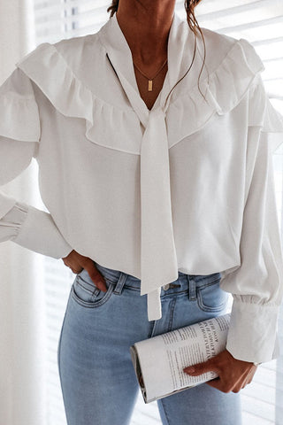 Tops de cuello vuelto con frenillo y patchwork liso de moda urbana 