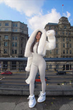 Solid Color Plush Warm Short Hooded Coat