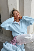 Solid Quarter Zip Fleece Sweatshirt