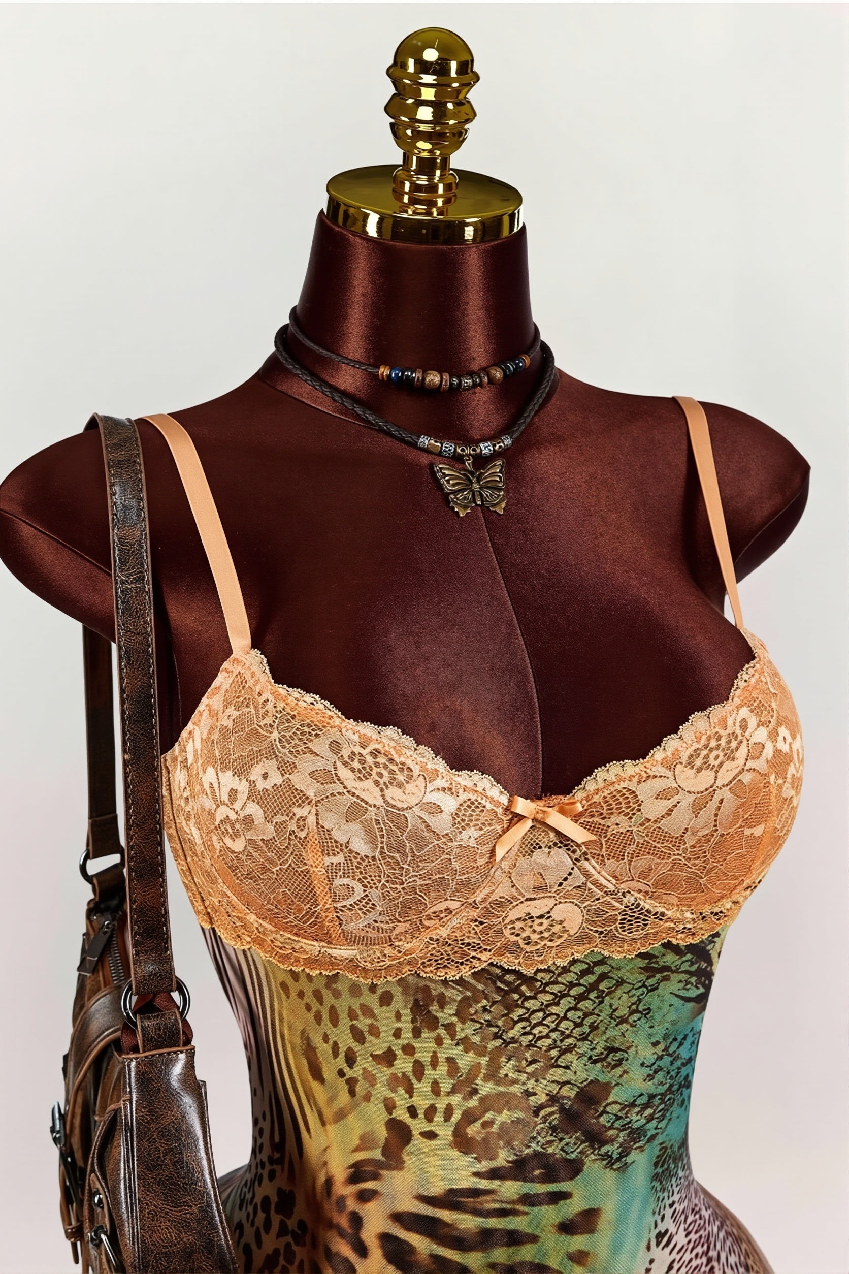 Vintage Floral Lace Cami Ruched Backless Mini Dress