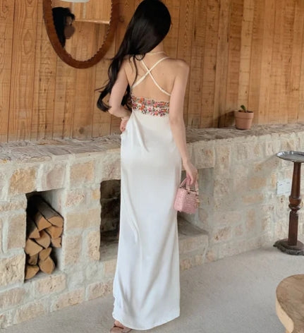 Charming Spaghetti Straps Flower Lace Long Prom Dresses Formal Dress