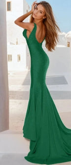Sexy Meerjungfrauen-Abendkleid mit V-Ausschnitt und Empire-Taille