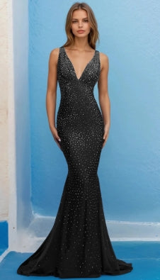 Sexy Meerjungfrauen-Abendkleid mit V-Ausschnitt und Empire-Taille