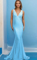 Sexy Meerjungfrauen-Abendkleid mit V-Ausschnitt und Empire-Taille