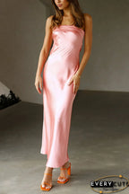 Minimalistisches, knöchellanges, trägerloses, rückenfreies Maxikleid