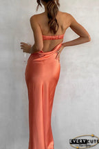 Minimalistisches, knöchellanges, trägerloses, rückenfreies Maxikleid
