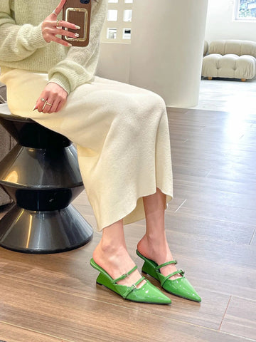 Halb Hausschuhe Frauen 2024 Sommer Neue Oberbekleidung Mode Einfarbig spitzen ende Zehe Starke Ferse hochhackigen frauen schuhe 
