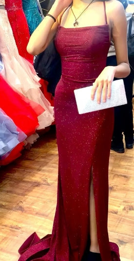 Minimalistisches, ärmelloses Pailletten-Abendkleid im Meerjungfrauenstil mit Spaghettiträgern