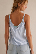 Casual Lace Patch Cropped Cami Top