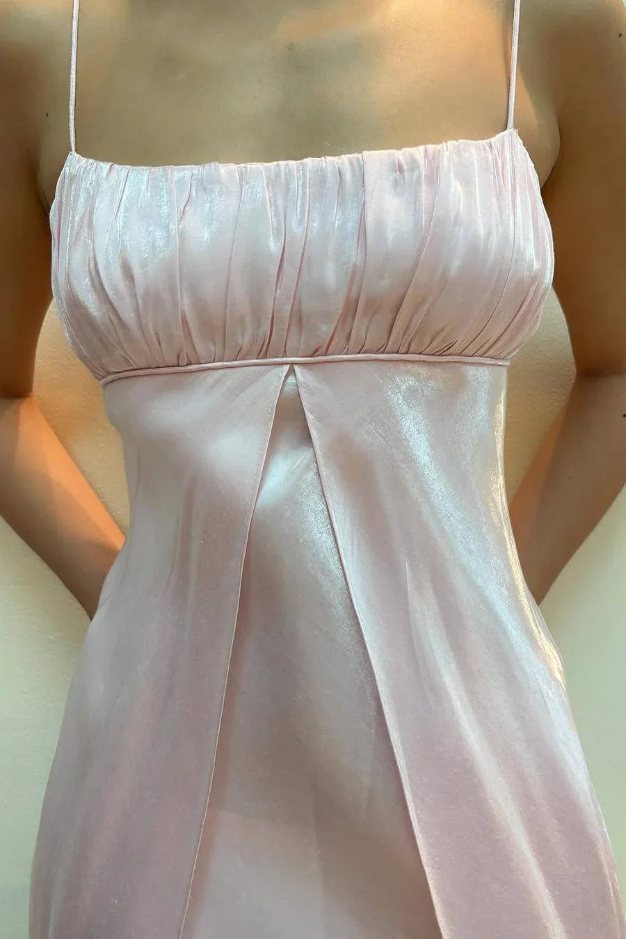 Simple A-Line Spaghetti Straps Empire-Waist Sleeveless Long Prom Dress