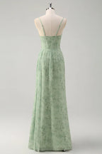 Artistic Floral Corset Ruched Long Prom Dress with Slit