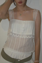 Sheer Square Neck Slim Crop Tank Top