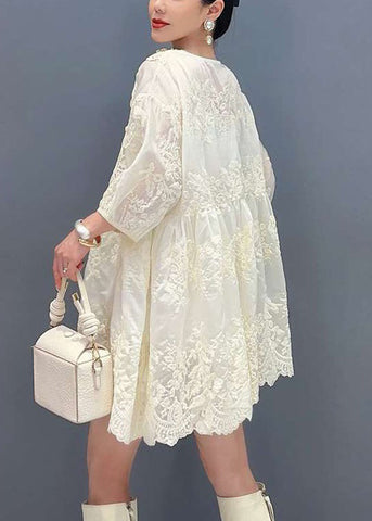 Elegante pulsera de manga larga con encaje de circonitas bordadas en albaricoque 