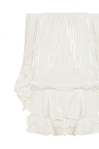 Off Shoulder Ruffle Shiny Fabric Mini Dress