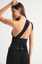 Polka Dot Multiway Tie Mesh Halter Top