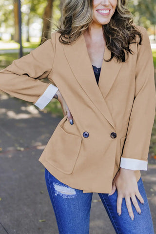 Blazer con cuello de solapa color albaricoque 