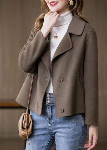 Abrigo de lana con botones marrones Art de primavera 