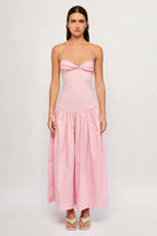 Sexy Spaghetti-Träger-Ballkleid mit Raffungen, knöchellang