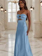 Elegante Abendkleider, Etuikleid, herzförmiges Kleid mit Schlüssellochausschnitt, langes Abendkleid