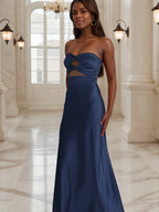 Elegante Abendkleider, Etuikleid, herzförmiges Kleid mit Schlüssellochausschnitt, langes Abendkleid
