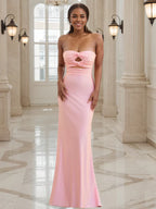 Elegante Abendkleider, Etuikleid, herzförmiges Kleid mit Schlüssellochausschnitt, langes Abendkleid