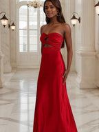 Elegante Abendkleider, Etuikleid, herzförmiges Kleid mit Schlüssellochausschnitt, langes Abendkleid