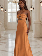 Elegante Abendkleider, Etuikleid, herzförmiges Kleid mit Schlüssellochausschnitt, langes Abendkleid