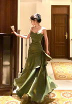 Pretty Mermaid Spaghetti Straps Long Prom Dresses Evening Gowns