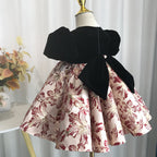 Blumenmädchenkleid, Kleinkind-Kommunionkleid, Festkleid mit Schleife, flauschiges Prinzessinnenkleid 