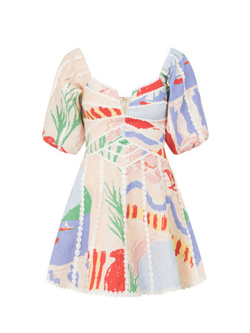 Minivestido con estampado floral de grafiti moderno y sofisticado