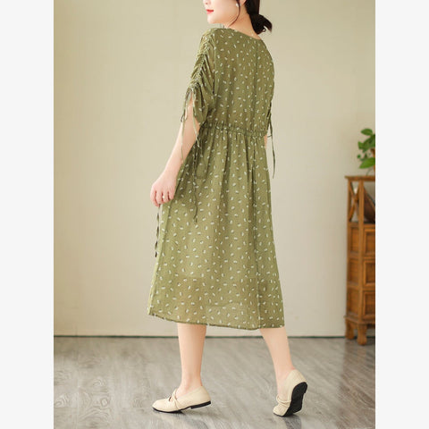 Summer Retro Casual Linen Floral Dress