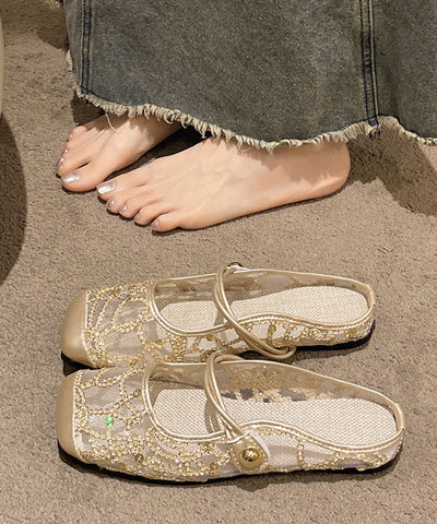 New Stylish Silver Tulle Zircon Flats Slide Sandals