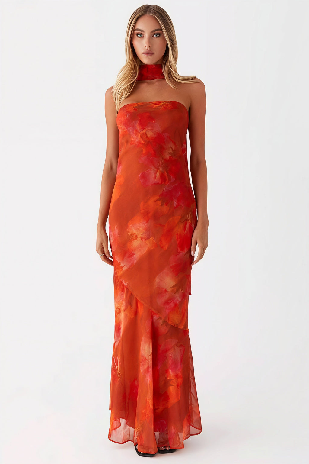 Floral Tie Fishtail Vacation Maxi Dress