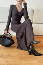 Vintage Knit Fitted Mermaid Hem Maxi Dress