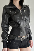 Vintage Waist Cinch Leather Jacket