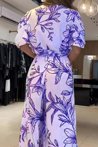 Elegantes vestidos de corte A con escote en V y frenillo floral