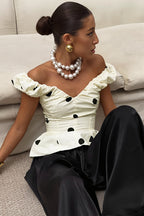 Elegant Ruffled Polka Dot Blouse