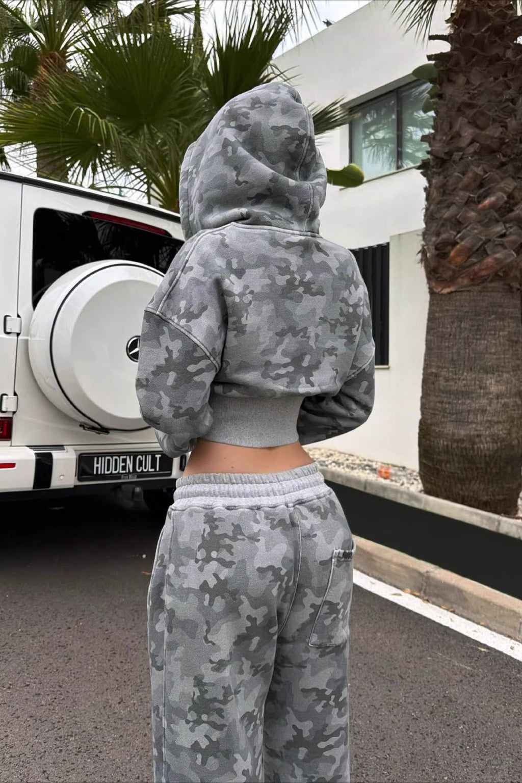 Pink Camo Zip Hoodie Two Piece Set