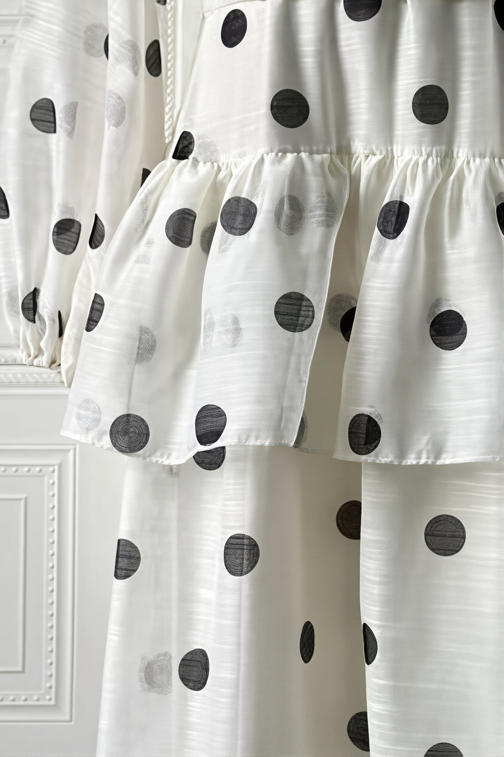 Sheer Polka Dot Long Sleeve Maxi Dress