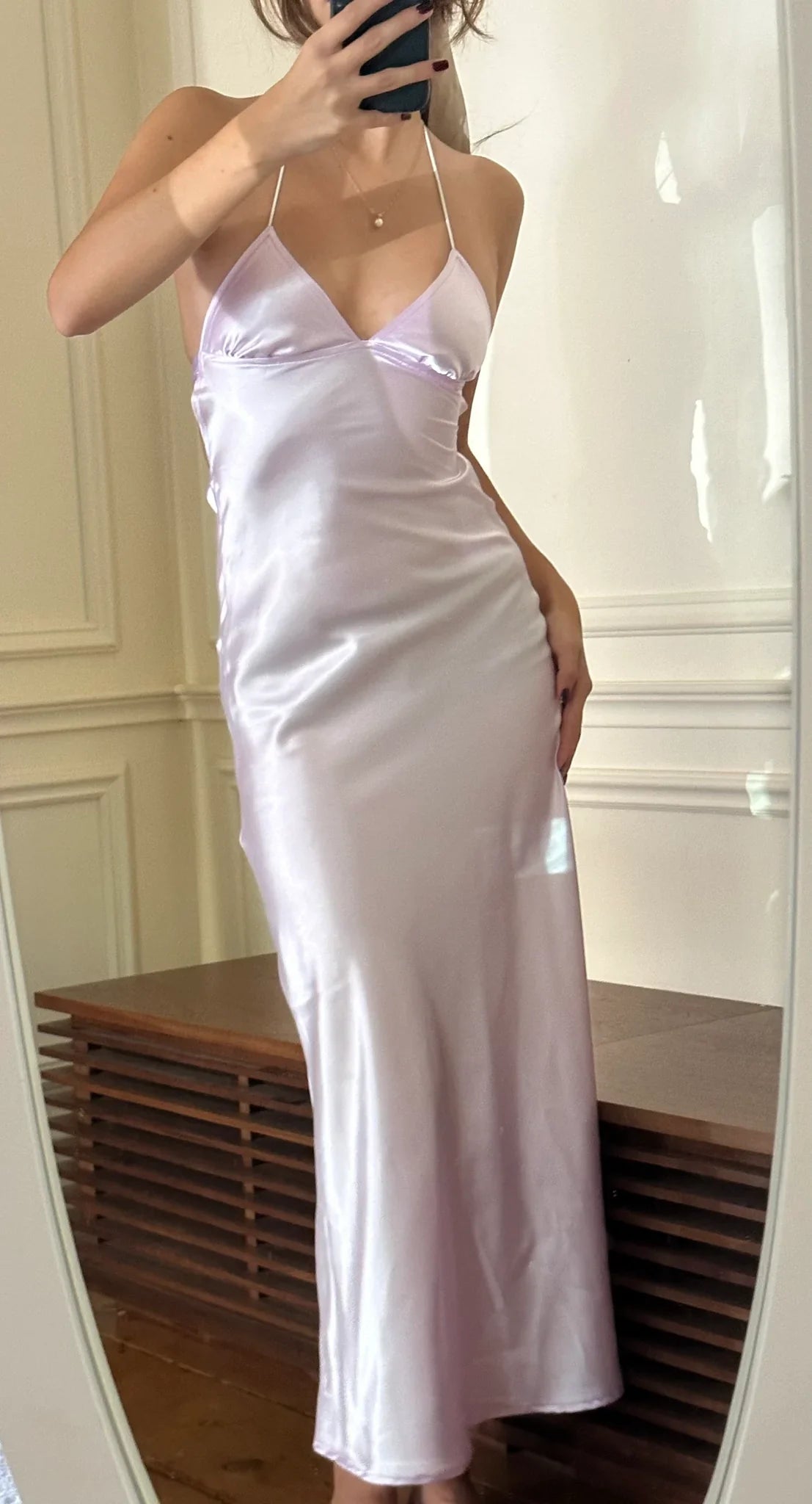 Sexy Spaghetti Straps Ankle-Length Backless Midi Dress Prom Dresses
