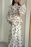 Sheer Polka Dot Long Sleeve Maxi Dress