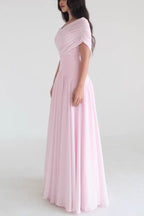 Pink Soft Elegant Cross Maxi Dress
