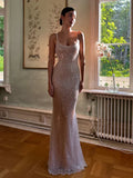 Sexy Mermaid Straps Sequin Prom Dresses With Split