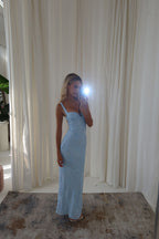 Sexy Spaghettiträger Blumenmuster Rückenfrei Meerjungfrau Maxi Ballkleid