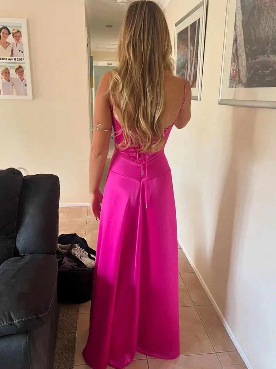 Vestido formal largo de corte A con tirantes sexys, vestidos de fiesta