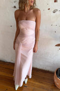 Chic Strapless Sleeveless Long Mermaid Prom Dress With Pleated