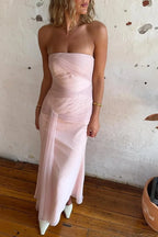 Chic Strapless Sleeveless Long Mermaid Prom Dress With Pleated
