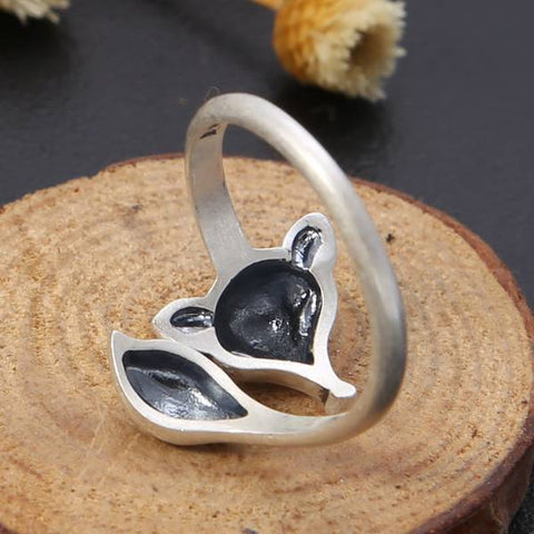 Anillo de moda vintage de zorro en plata de ley 